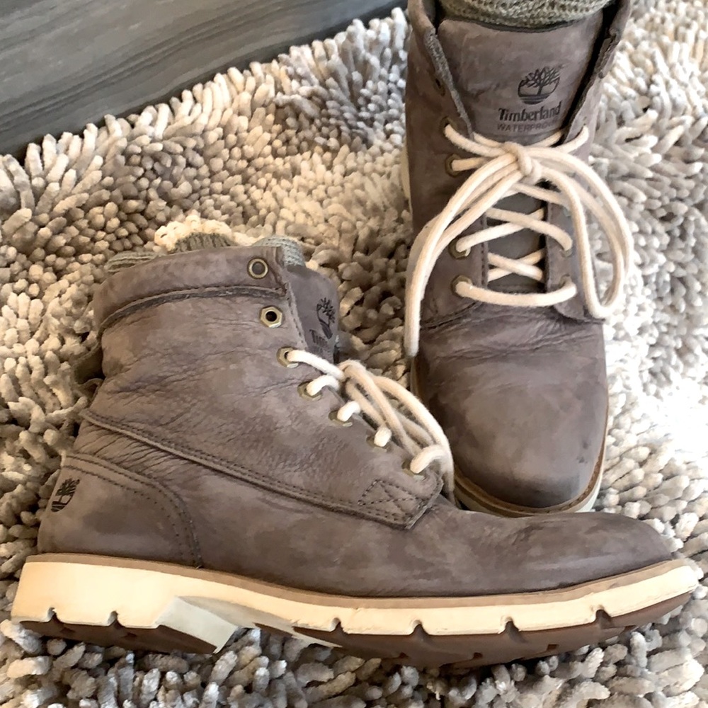 Timberland Soft Leather Waterproof Ankle Boots, Light Charcoal
